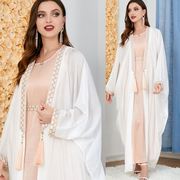 阿拉伯中东开衫长袍套装女时尚两件套欧美长袖连衣裙蝙蝠衫3190