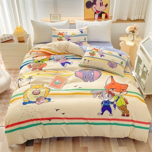 儿童卡通迪士尼动物城朱迪尼克床单四件套被套，床笠学生三件套
