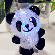 立体水晶塑料拼图闪光3d熊猫，益智玩具发光透明动物创意儿童礼物