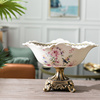 美式乡村陶瓷水果盘欧式客厅，茶几家用高脚果碗创意装饰果盘摆件