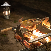 柯曼户外旋转烤鸡架焚火台用大块肉碳烤羊腿烧烤架可调节高度榉木