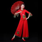 绣花广场舞服装，古典舞演出服伞舞扇子舞民族风，套装秧歌服