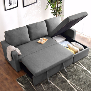 伸缩两用沙发日式小户型出租屋客厅多功能储物乳胶科技布艺沙发床