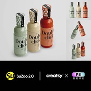 调味品牌色拉酱调味料玻璃瓶ps样机品牌设计logo标签贴图产品展示