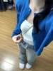 韩系温柔风蓝色针织开衫外套女早秋季圆领毛衣，外搭别致高级感上衣