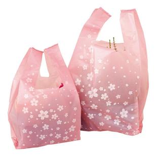 樱花马夹袋塑料袋袋，手提购物背心，打包袋食品袋袋100枚装