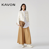 Kavon/卡汶精致圆领甜美高级法式小香风羊毛混纺色织轻便长袖外套