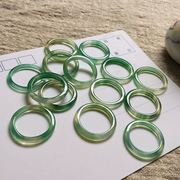 素圈戒指简约个性绿玉髓戒指，玛瑙尾戒男女情侣，款时尚指环小众设计