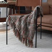 针织装饰毯休闲沙发盖毯床搭巾梭织毯夹花毛线毯美式