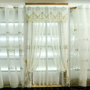 现代田园客厅卧室，简欧式绣花窗纱纱帘窗，帘布成品帘头