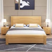 榉木全实木床1.5m1.8米现代简约双人床主卧大床气压高箱储物婚床