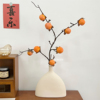 柿柿如意 仿真柿子树枝花瓶摆件 创意客厅玄关办公室桌面插花装饰
