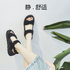 网红凉鞋女夏2023ins潮百搭港风欧美真皮，越南中跟厚底松糕黑