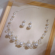短款珍珠项链锁骨链新娘主婚纱配颈带简约日韩结婚婚礼高级感饰品