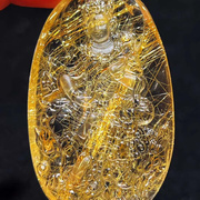 魅晶天然巴西水晶晶体通透金发晶(金发晶)顺发晶，雕刻文殊菩萨本命佛吊坠