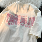 keleins日系甜酷风字母刺绣短袖，t恤男女夏夏季(夏夏季)宽松情侣休闲体恤衫