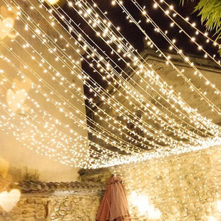 led满天星庭院挂灯婚礼，院子布置灯带，装饰浪漫创意小彩灯闪灯串灯