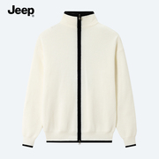 jeep吉普针织衫毛衣，男秋冬季2023纯色上衣外套，拉链休闲毛衣
