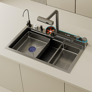 ytvon瀑布厨房水槽家用304不锈钢加厚大单，槽数显洗碗菜台下盆池d9