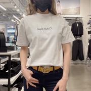 jennie同款calvinkleinck女士，夏季休闲宽松logo圆领纯棉短袖t恤