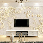 欧式电视背景墙壁纸客厅，沙发简约大气壁布，8d无缝环保浮雕影视墙画