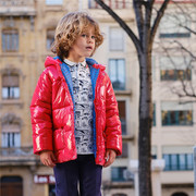 西班牙tuttopiccolo中小男童冬装，纯色连帽大衣棉服保暖外套