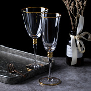 金边水晶玻璃香槟杯红酒杯创意葡萄酒杯样板间酒具软装饰餐桌摆件