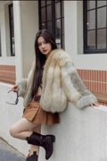 2024冬季整皮狐狸毛皮草(毛皮草)外套，女韩版长袖短款进口金岛狐年轻款