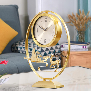 坐钟客厅家用台式座钟大气新中式表艺术摆件时钟创意桌面高端纯铜
