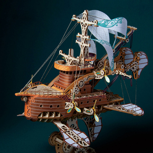 稀奇物「奇幻飞船」3d立体木质拼图儿童积木玩具拼装模型生日礼物