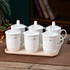 景德镇 陶瓷带盖茶杯套装家用泡茶现代中式杯子6只装带茶盘可定制