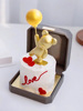 情人节告白气球小熊爱心金色白色蛋糕装饰摆件灰色戒指盒甜品台搭