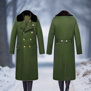 军绿色棉大衣 冬季加厚加长保暖棉衣保安大衣中长款过膝防寒大衣