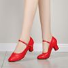 舞蹈鞋女红色2024跳舞不累脚的舞鞋专用鞋软底高跟广场舞女鞋