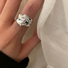 欧美不规则戒指，女复古夸张潮酷异形开口指环，凹凸气质食指戒
