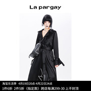 lapargay纳帕佳2023女装黑色上衣，外套个性时尚长袖宽松长风衣