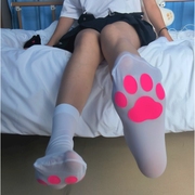 猫爪丝袜可爱袜子猫脚印软3d肉垫lolita丝袜，短黑白丝萝莉立体袜品