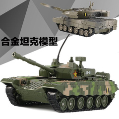 中国T99式主战坦克合金车模型M1A2履带式豹2坦克战车模型声光玩具