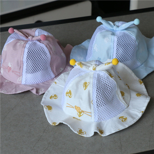 婴儿帽春夏季薄款6-24个月遮阳太阳帽，男女宝宝渔夫帽1岁防晒透气