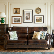 慕盛家具美式轻奢沙发实木组合欧式真皮艺客厅简约现代小户型多人