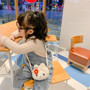 韩版宝宝卡通小兔子儿童背包，可爱毛绒时尚，女孩外出单肩斜挎零钱包