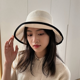 日本和纸帽子女蝴蝶，结带钻时尚百搭大沿遮阳帽，草帽防晒出游夏季
