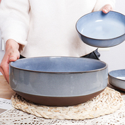 厚实大碗窑变釉10英寸大汤碗，复古陶瓷汤盆沙拉，碗面碗微瑕疵