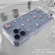 小众粉色立体水钻适用小米13pro12x手机，壳11s10青春cc9美图版，少女civi21s透明软壳mix4保护套8se11至尊