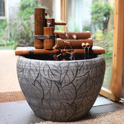 定制新竹子(新竹子)流水，喷泉水车摆件竹筒，创意装饰石槽循环流水器陶瓷鱼缸