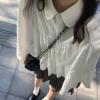可爱娃娃领衬衫女2023秋季日系小清新外穿白衬衣(白衬衣)少女别致上衣