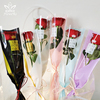  三角单支玫瑰包装袋单支袋玫瑰袋哑金线单只袋鲜花包装