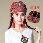 薄款民族风刺绣花帽子，复古中国风女包，头帽多用头巾帽日式韩版时尚