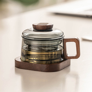 茶水分离茶杯家用玻璃杯迷你墩墩，杯办公室花，茶杯恒温加热咖啡杯子