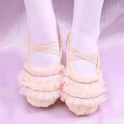 帆布芭蕾舞蹈鞋日系韩版蕾丝，少女演出跳舞鞋可爱女孩儿童宝宝舞鞋